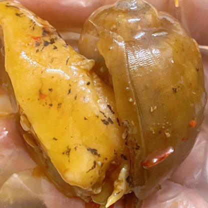 Sizzling Spicy Abalone Snails Buy one bucket, get one bucket free and a 350g taster pack.